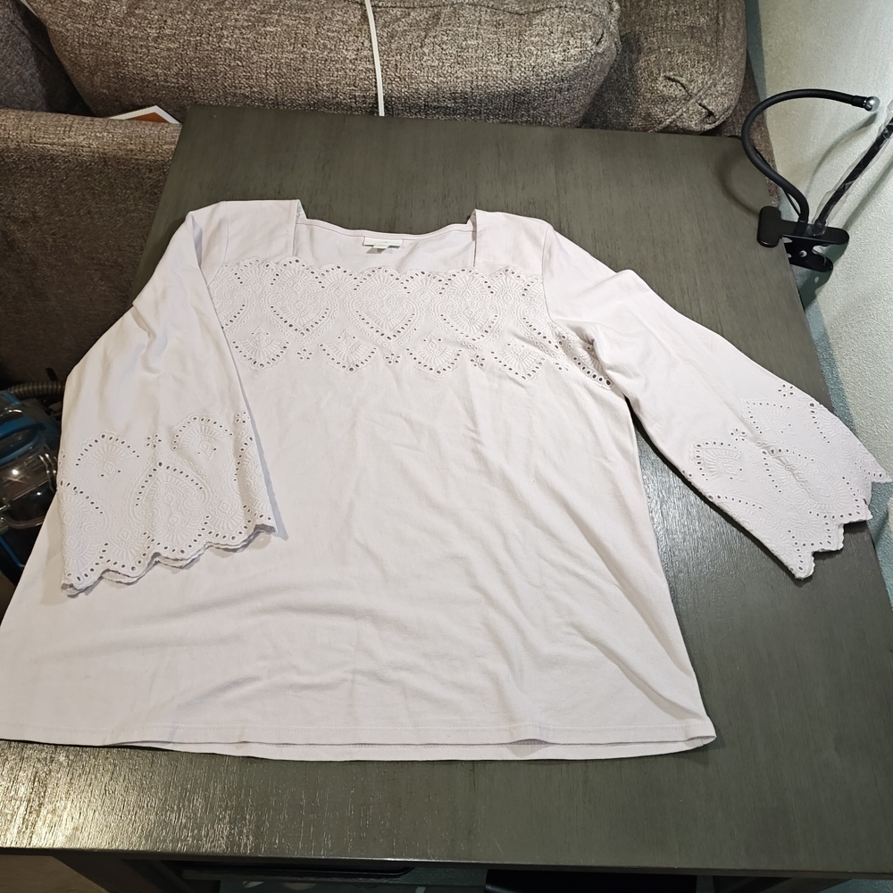 J-jill Women's White Eyelet Top